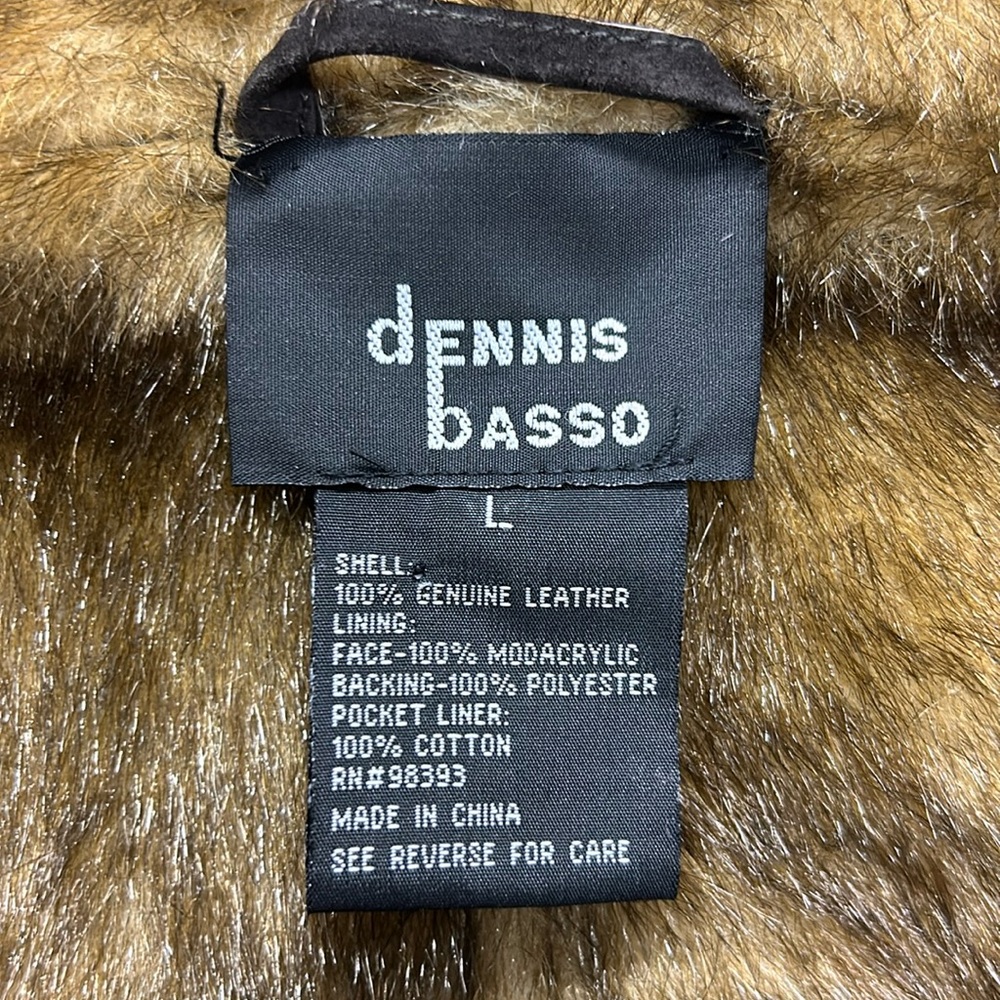 NWOT Vintage Dennis Basso Penny Lane Brown Leather Woven Faux‎ Fur Coat L - Picture 10 of 14